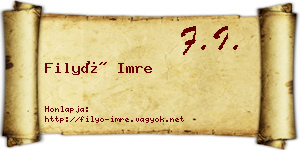 Filyó Imre névjegykártya